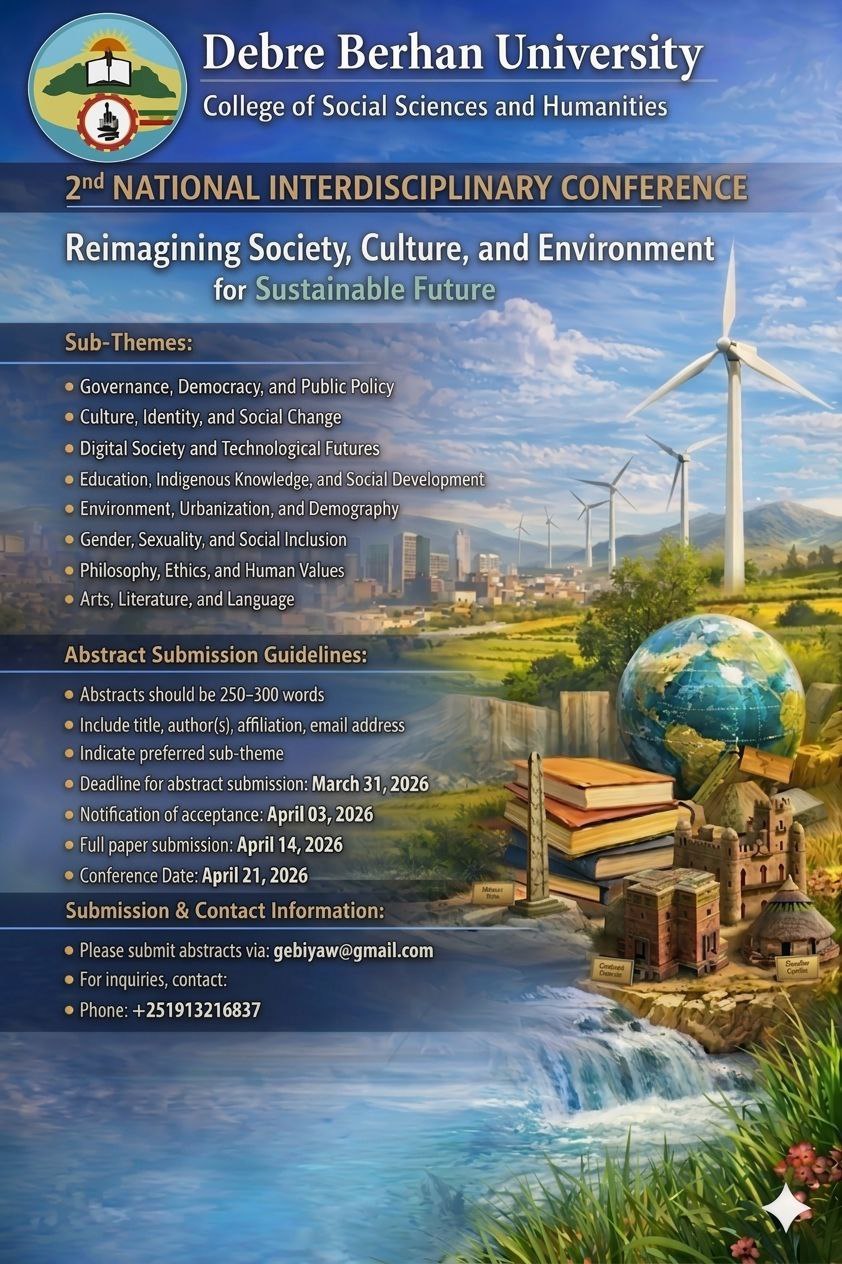 Call for Paper Image - 2nd National Interdisciplinary conference
Reimaging Society, culture, and environment for sustainable future.